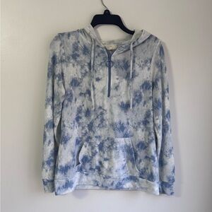Casual Blue Tie-Dye Hoodie for Women